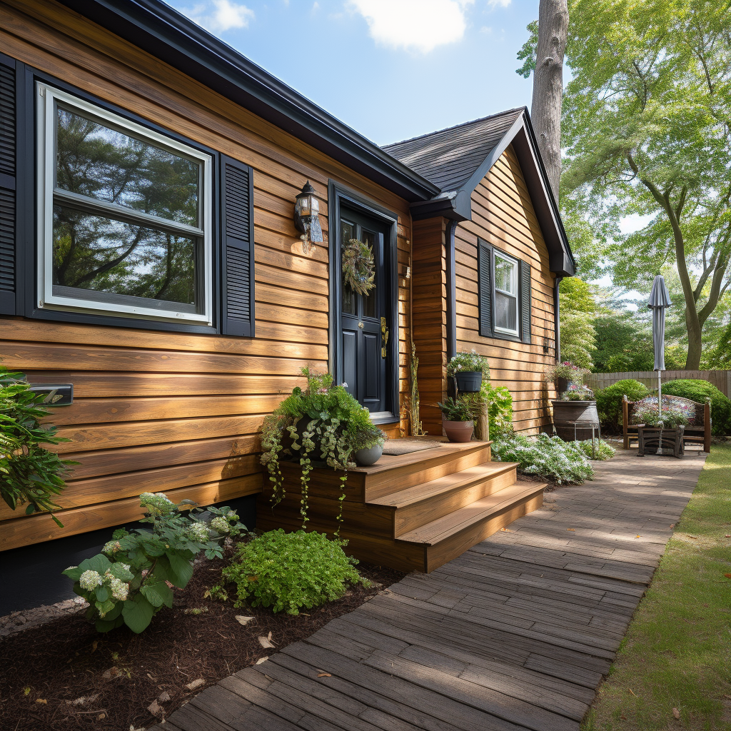 Wood grain vinyl siding on home