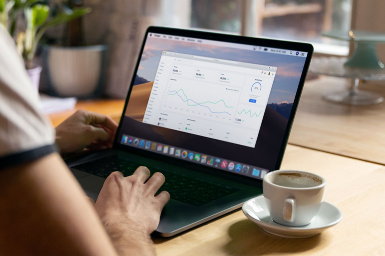 Visualizer engagement analytics reviewed on a laptop