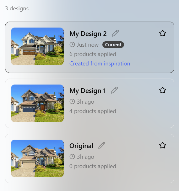 Renoworks.ai saved designs history